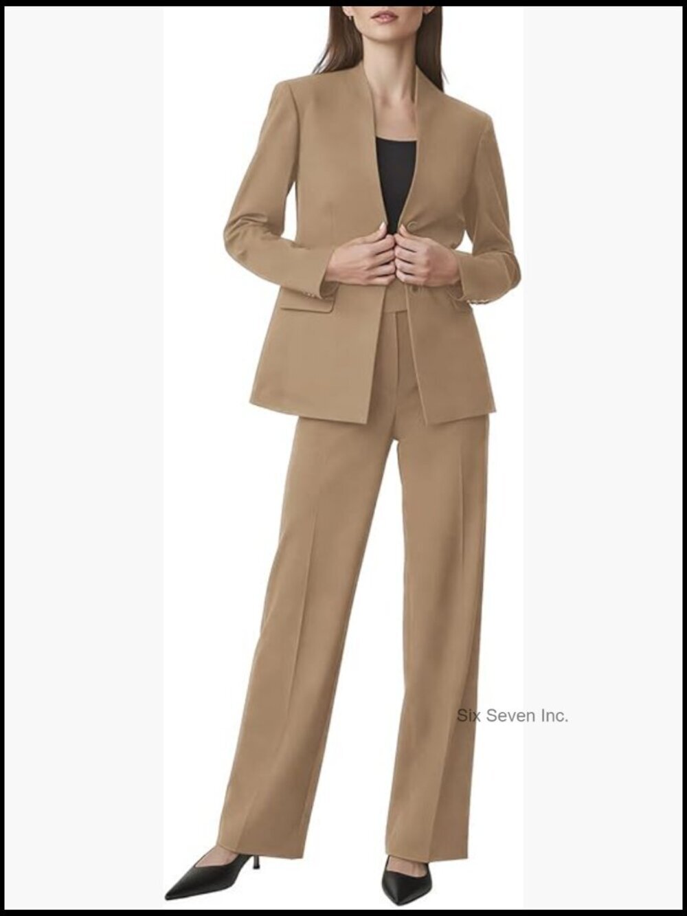 Women's 2 Piece Suit Set Blazer Straight Wide Leg Pants Business Casual Office